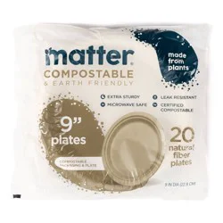Matter Compostable Fiber Disposable Dinner Plates 9" - Natural - 20ct