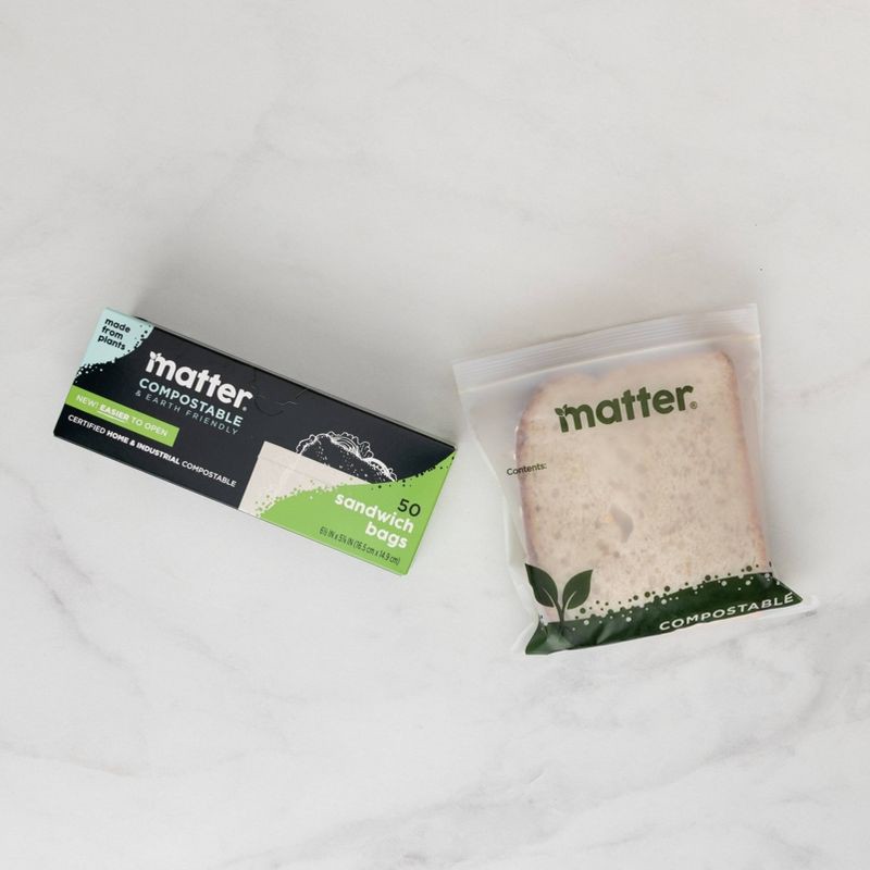 slide 2 of 9, Matter Compostable Sandwich Bags - 50ct, 50 ct