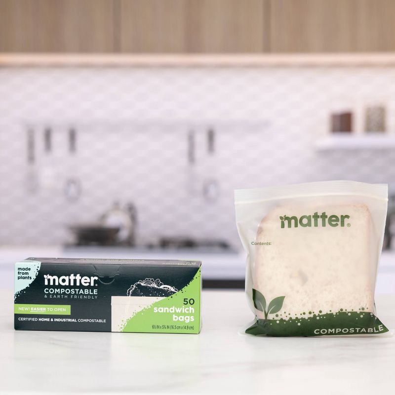 slide 3 of 9, Matter Compostable Sandwich Bags - 50ct, 50 ct