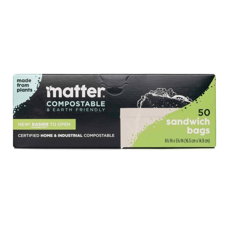 slide 1 of 9, Matter Compostable Sandwich Bags - 50ct, 50 ct