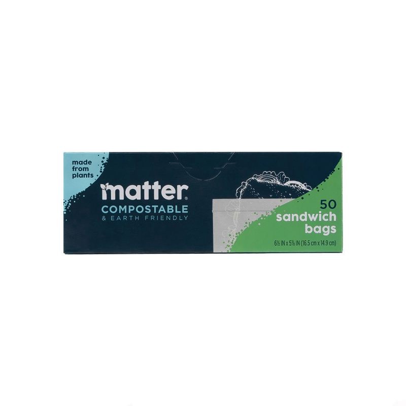 slide 1 of 4, Matter Compostable Sandwich Bags - 50ct, 50 ct