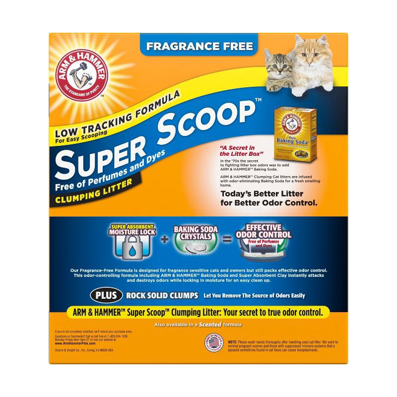 slide 5 of 6, Arm & Hammer Super Scoop Clumping Fragrance Free Cat Litter - 29lb, 29 lb