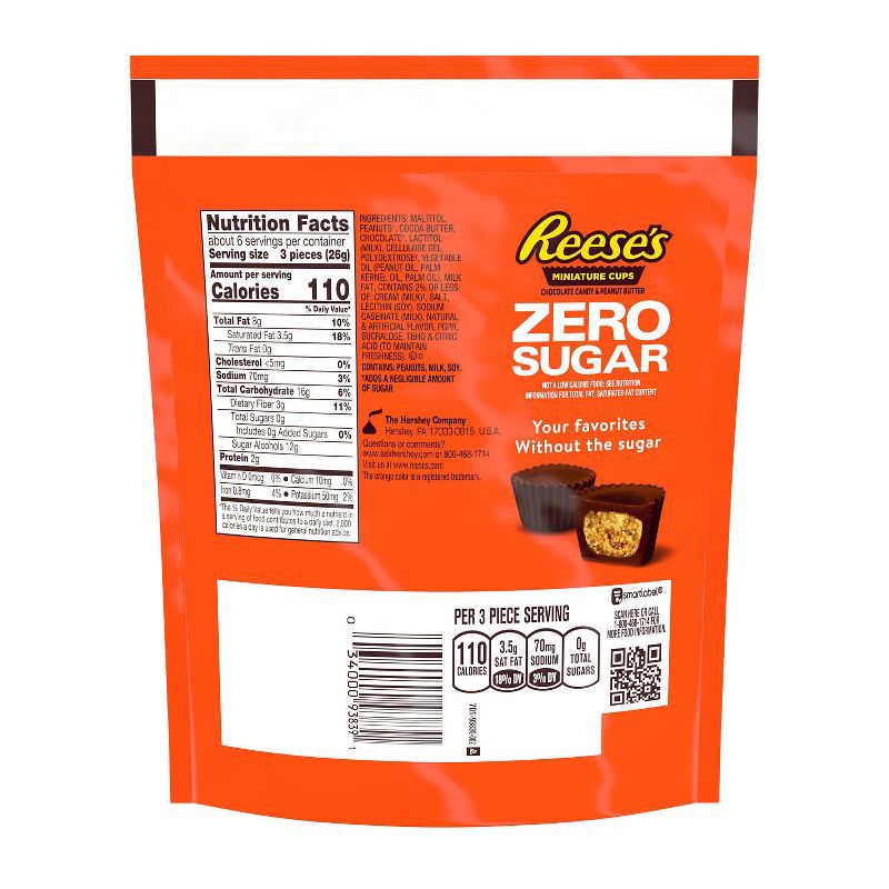 slide 4 of 6, Reese's Zero Sugar Miniatures Chocolate Peanut Butter Cups Candy - 5.1oz, 5.1 oz