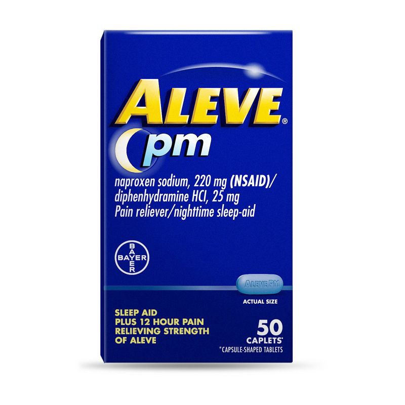 slide 1 of 8, Aleve NSAID Pain Reliever & Fever Reducer Night-Time Liquid Gels, Naproxen Sodium, Pain Relief - 50ct, 50 ct