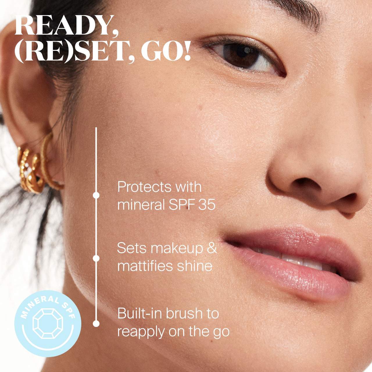 slide 3 of 10, Supergoop! 100% Mineral (Re)setting Powder Face Sunscreen SPF 35 Light, 0.15 oz/ 4.25 gram