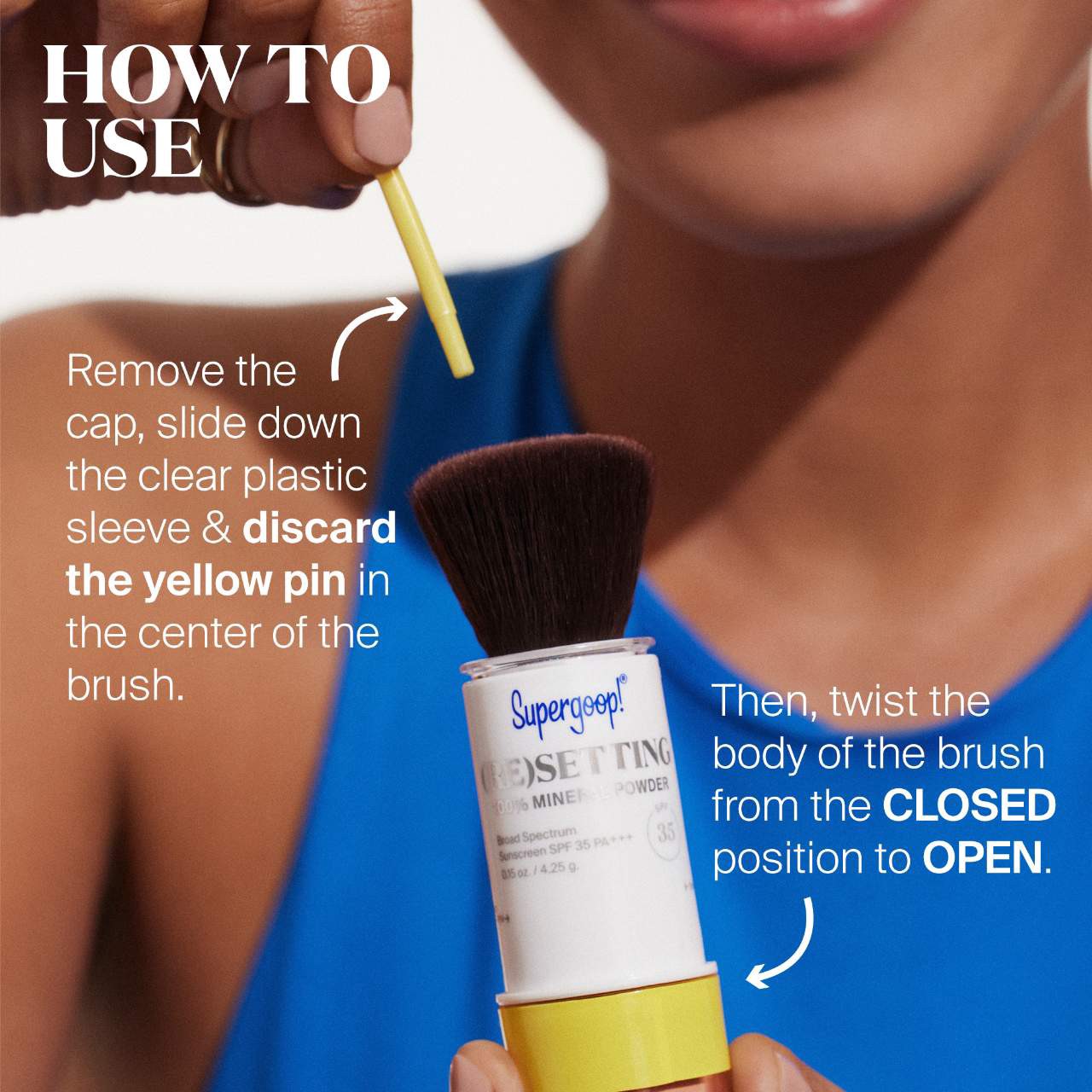 slide 8 of 10, Supergoop! 100% Mineral (Re)setting Powder Face Sunscreen SPF 35 Light, 0.15 oz/ 4.25 gram