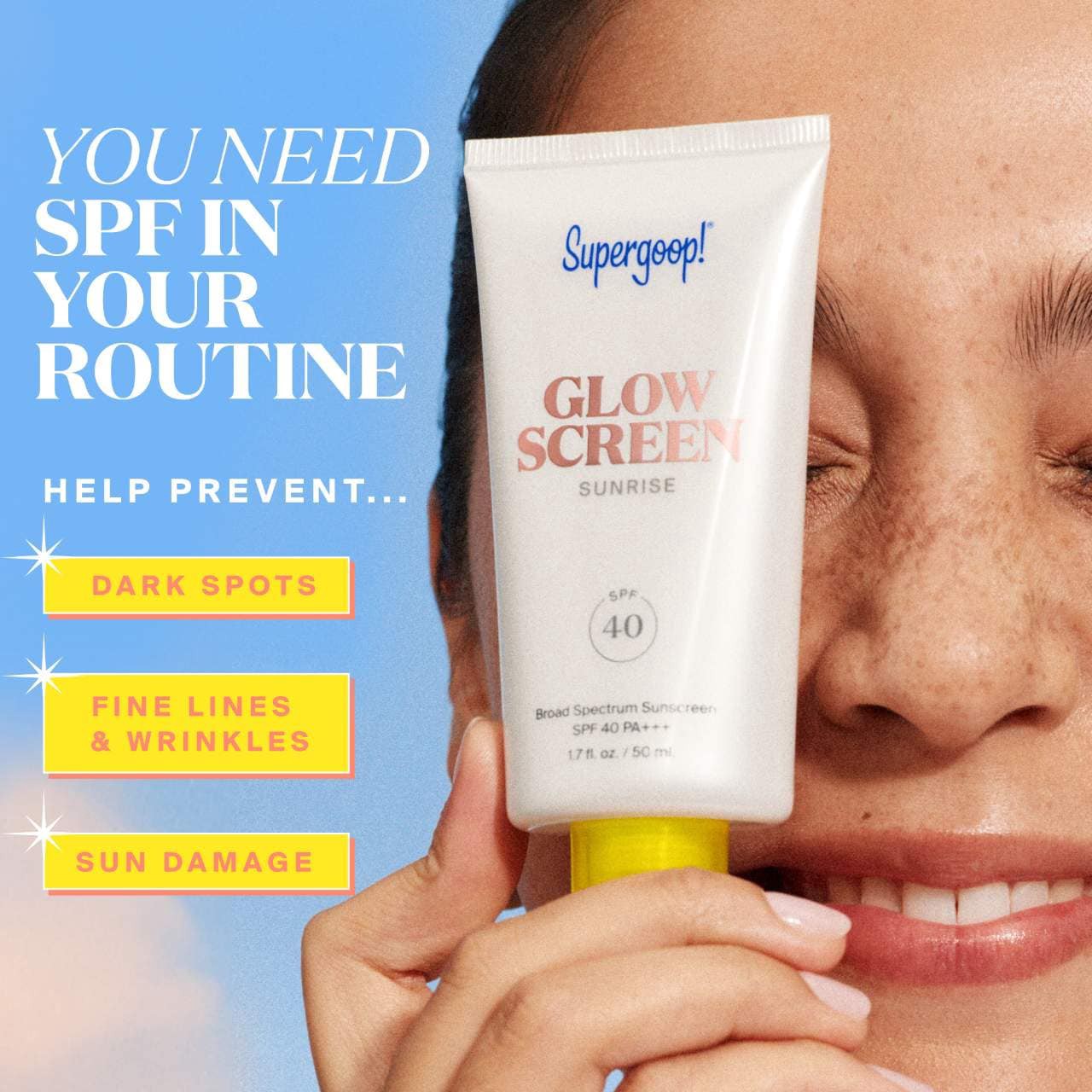slide 5 of 10, Supergoop! Glowscreen SPF 40 Sunscreen with Hyaluronic Acid + Niacinamide 1.7 oz Golden Hour / 50 mL, 1.7 oz golden hour / 50 ml