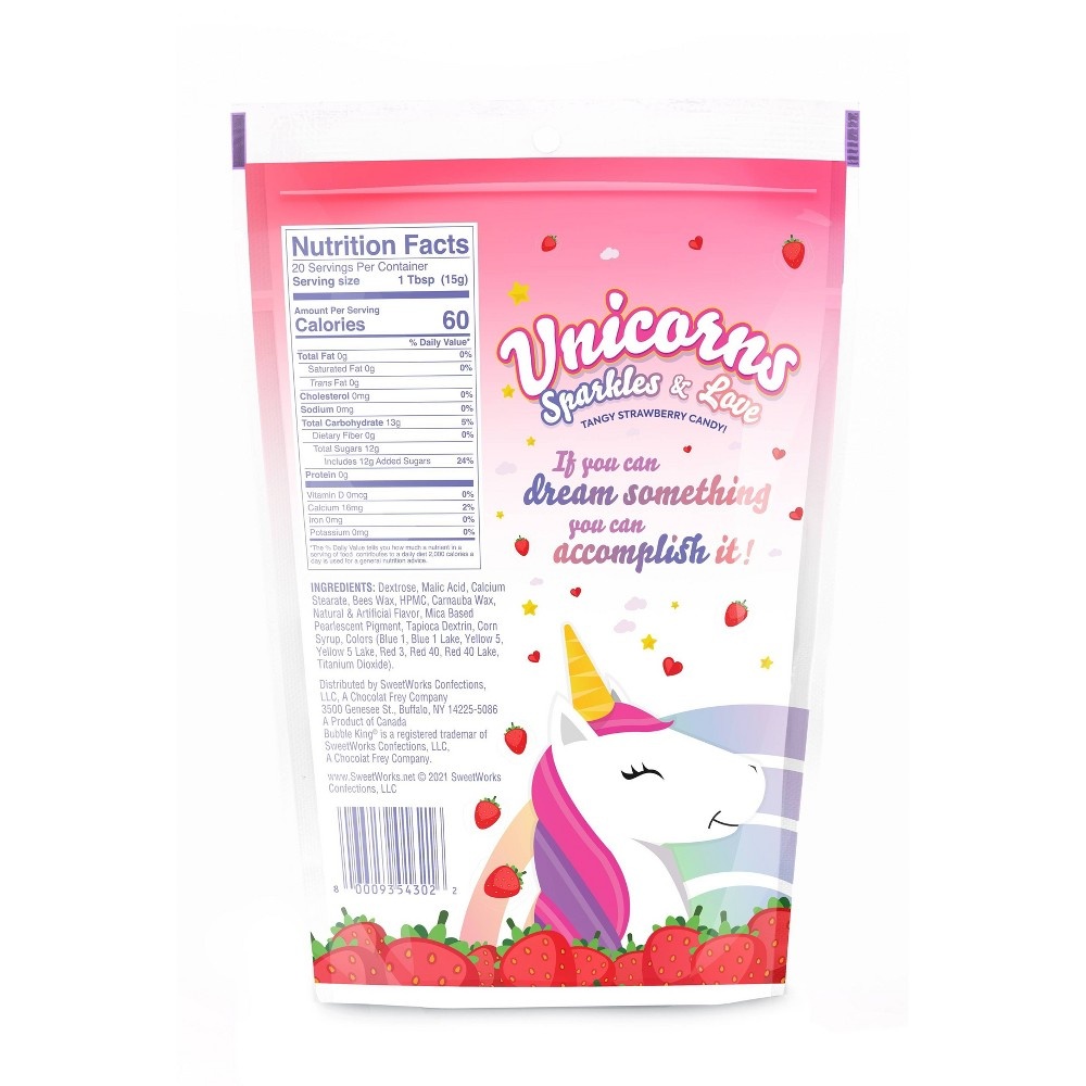 slide 4 of 4, Bubble King Sweetworks Sour Strawberry Unicorns & Hearts, 10.7 oz