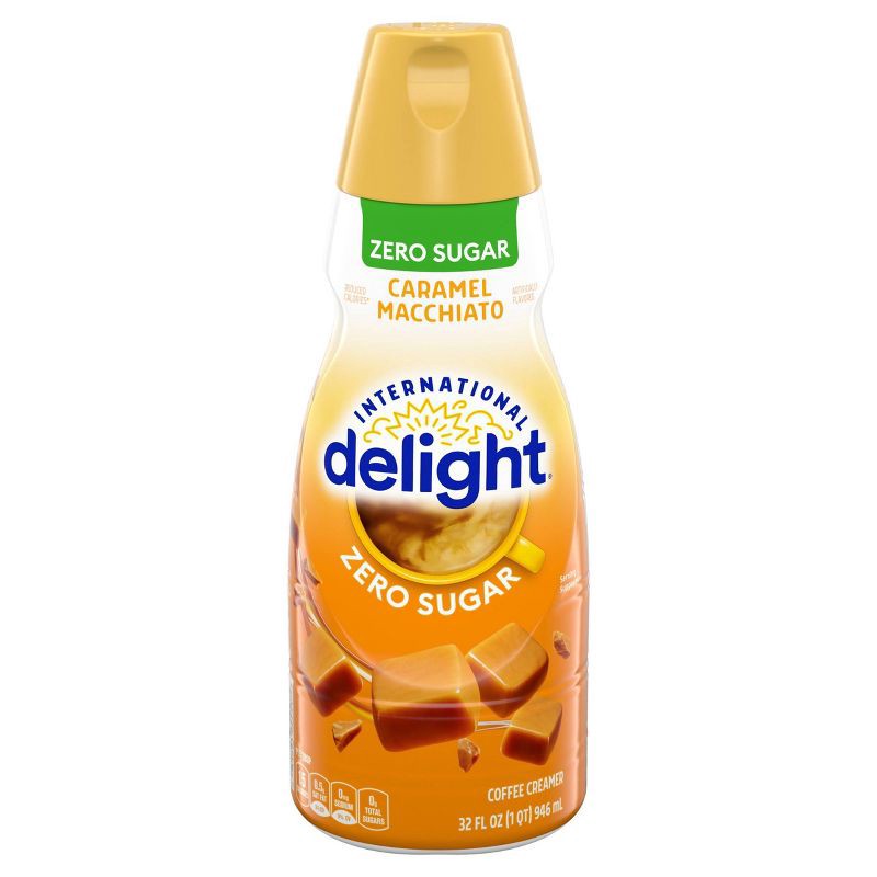 slide 2 of 14, International Delight Sugar-Free, Zero Sugar Caramel Macchiato Coffee Creamer - 32 fl oz (1qt) Bottle, 32 fl oz, 1 qt