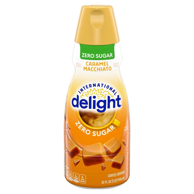 slide 12 of 14, International Delight Sugar-Free, Zero Sugar Caramel Macchiato Coffee Creamer - 32 fl oz (1qt) Bottle, 32 fl oz, 1 qt