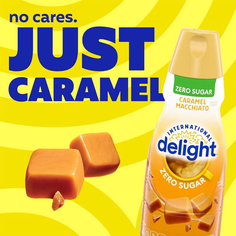 slide 4 of 12, International Delight Sugar-Free, Zero Sugar Caramel Macchiato Coffee Creamer - 32 fl oz (1qt) Bottle, 32 fl oz, 1 qt