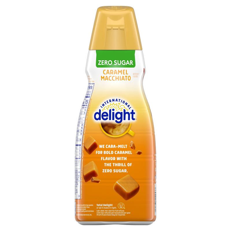 slide 11 of 12, International Delight Sugar-Free, Zero Sugar Caramel Macchiato Coffee Creamer - 32 fl oz (1qt) Bottle, 32 fl oz, 1 qt