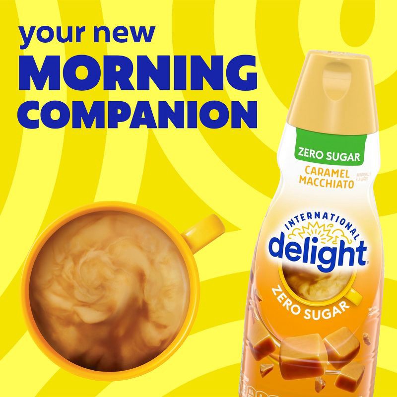slide 5 of 12, International Delight Sugar-Free, Zero Sugar Caramel Macchiato Coffee Creamer - 32 fl oz (1qt) Bottle, 32 fl oz, 1 qt
