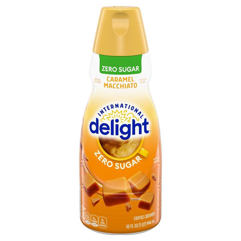 slide 10 of 14, International Delight Sugar-Free, Zero Sugar Caramel Macchiato Coffee Creamer - 32 fl oz (1qt) Bottle, 32 fl oz, 1 qt