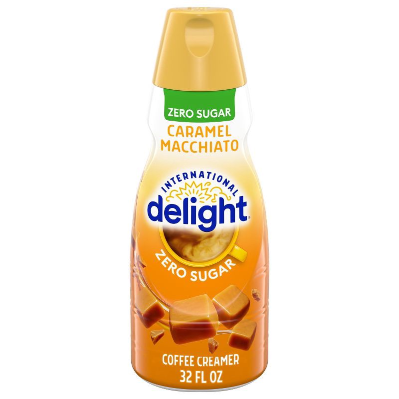 slide 1 of 12, International Delight Sugar-Free, Zero Sugar Caramel Macchiato Coffee Creamer - 32 fl oz (1qt) Bottle, 32 fl oz, 1 qt