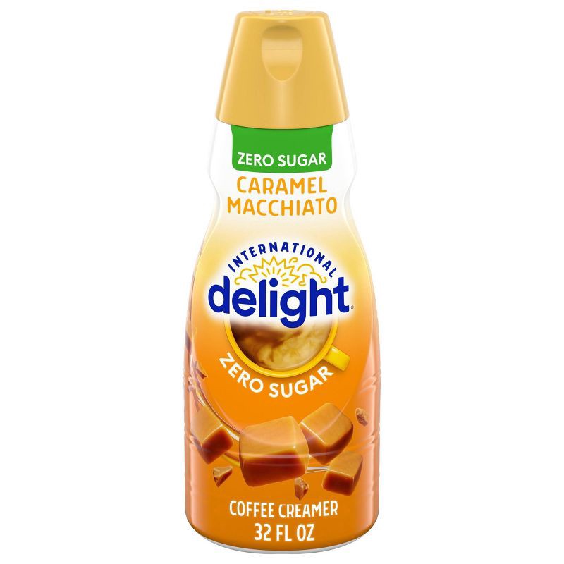 slide 1 of 14, International Delight Sugar-Free, Zero Sugar Caramel Macchiato Coffee Creamer - 32 fl oz (1qt) Bottle, 32 fl oz, 1 qt