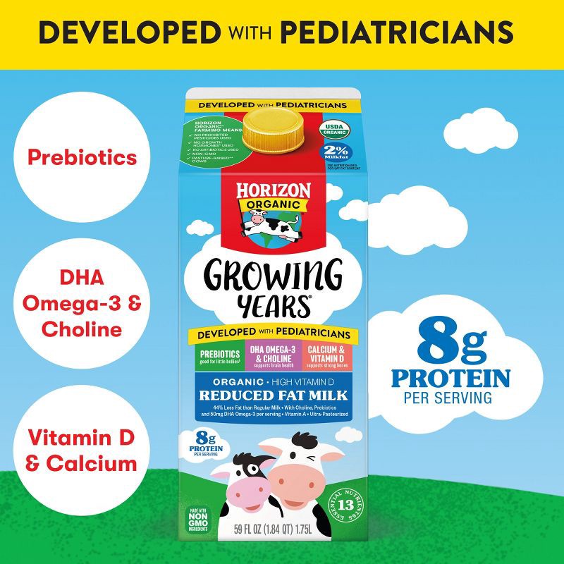 slide 5 of 15, Horizon Organic Growing Years 2% Milk with DHA Omega-3 - 59 fl. oz., 3 x 59 fl. oz.