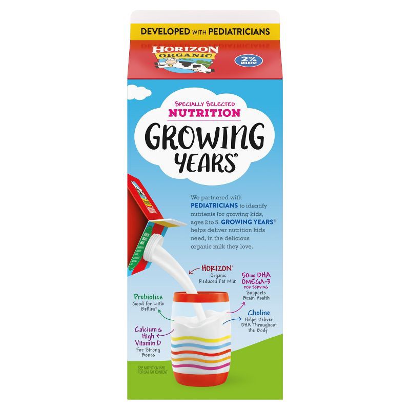 slide 5 of 8, Horizon Organic Growing Years 2% Milk with DHA Omega-3 - 59 fl. oz., 3 x 59 fl. oz.