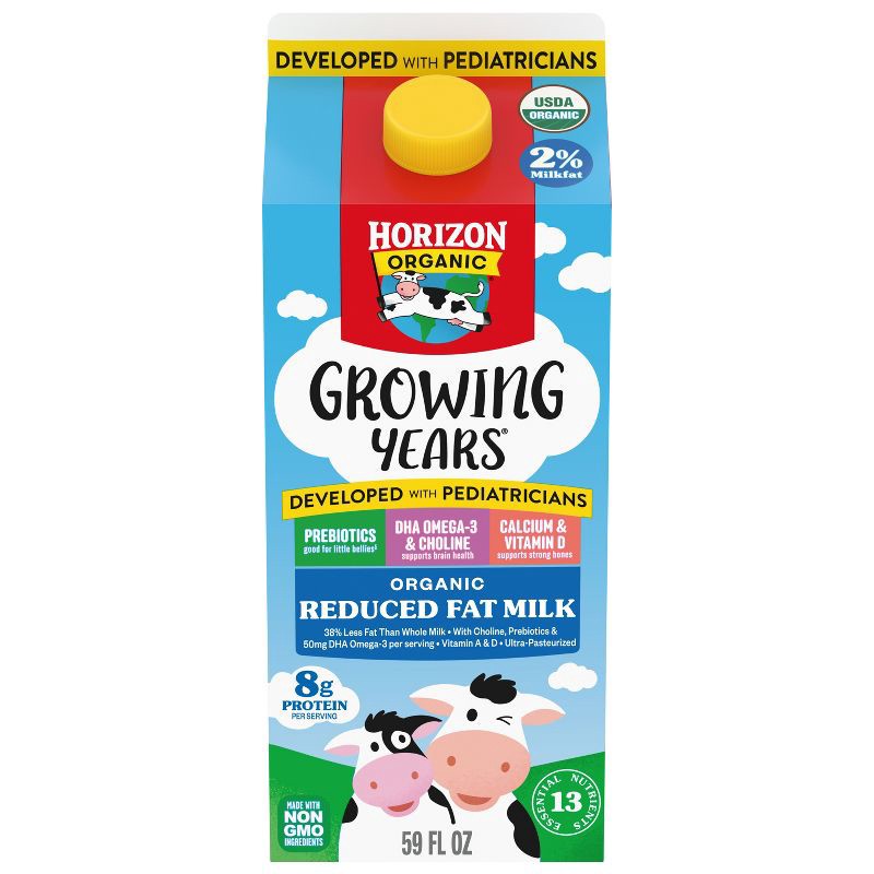 slide 1 of 12, Horizon Organic Growing Years 2% Reduced Fat Milk - 59 fl oz, 59 fl oz
