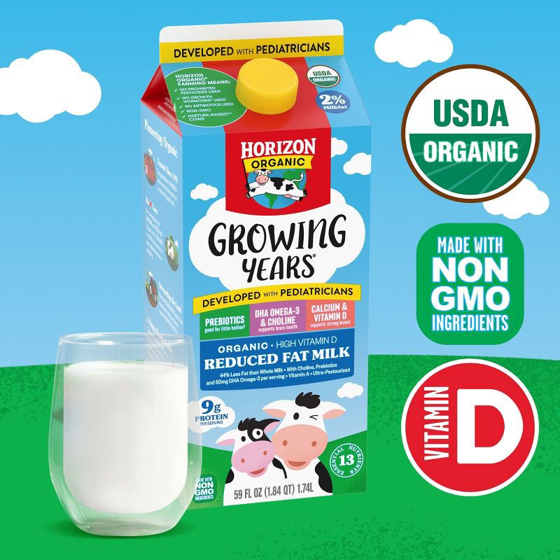 slide 7 of 16, Horizon Organic Growing Years 2% Milk with DHA Omega-3 - 0.5gal, 3 x 0.5 gal