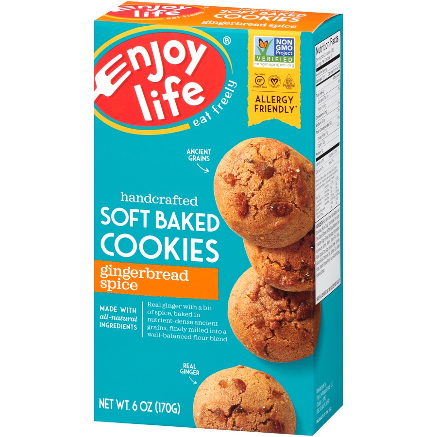 slide 3 of 8, Enjoy Life Gingerbread Spice Soft Baked Cookies, 6 oz