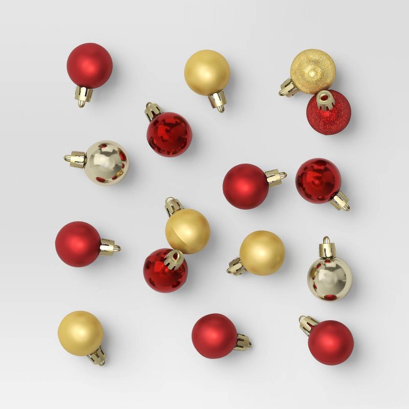 slide 1 of 4, 25ct Round Mini Christmas Ornament Set Gold/Red - Wondershop™, 25 ct