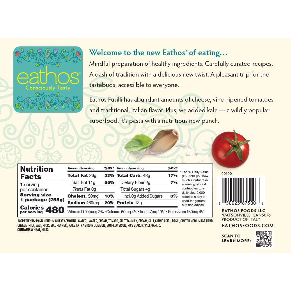 slide 3 of 4, Eathos Frozen Vegetarian Fusilli with Kale Pesto - 9oz, 9 oz