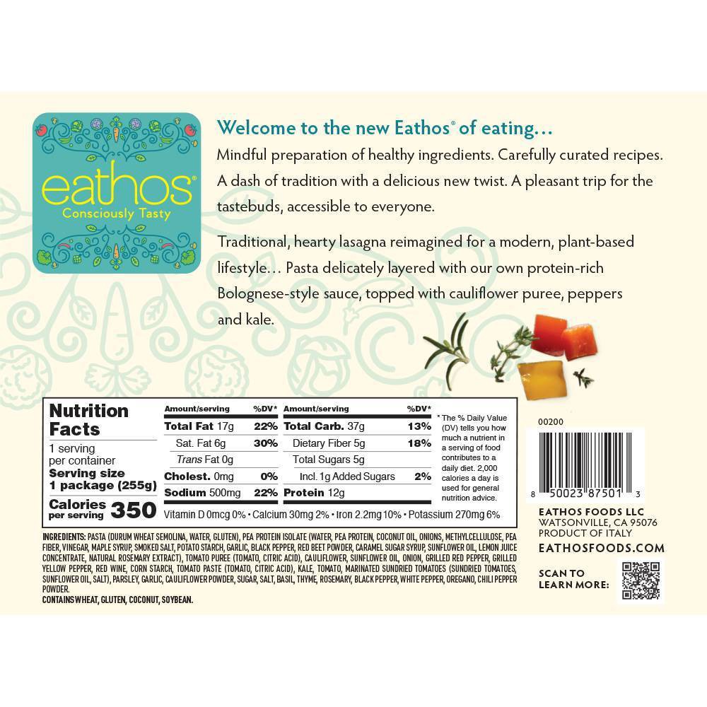 slide 2 of 4, Eathos Frozen Bolognese-style Vegan Lasagna - 9oz, 9 oz
