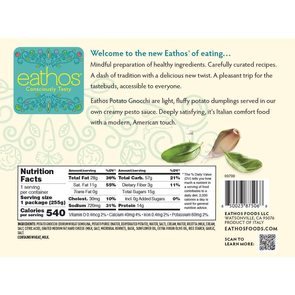 slide 3 of 4, Eathos Frozen Vegetarian Potato Gnocchi and Pesto - 9oz, 9 oz
