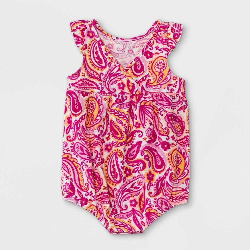 slide 2 of 2, Baby Girls' Paisley Romper - Cat & Jack Pink Newborn, 1 ct