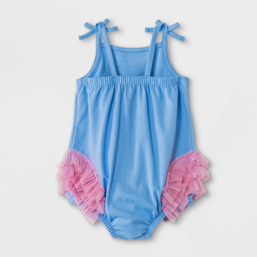 slide 2 of 2, Baby Girls' Flamingo Ruffle Romper - Cat & Jack Blue 12M, 1 ct