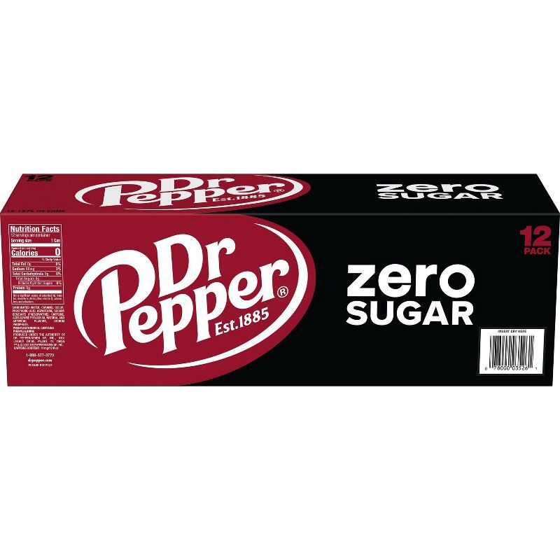 slide 9 of 12, Dr Pepper Zero Sugar Soda - 12pk/12 fl oz Cans, 12 ct; 12 fl oz