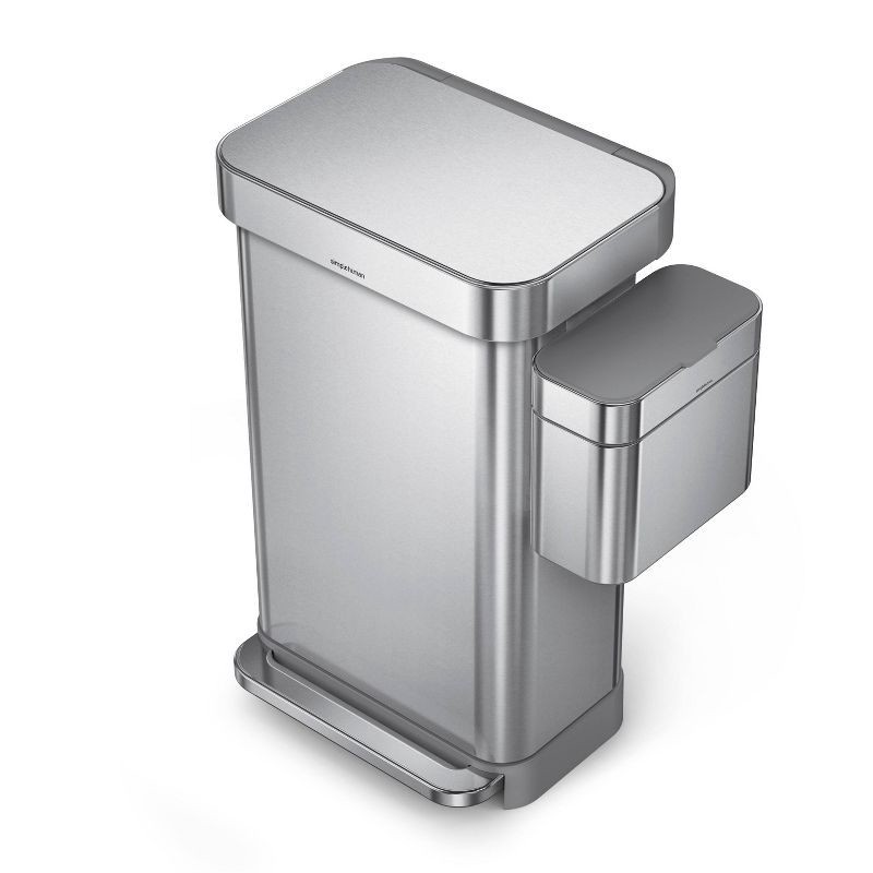 slide 5 of 9, simplehuman 4L Compost Caddy Bin with Magnetic Docking Silver Steel: Indoor Stainless Steel Trash Can, 1.05 Gallon Capacity, 4 liter, 1.05 gal