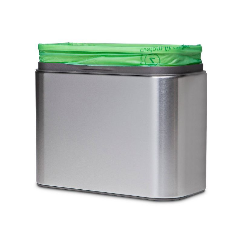slide 8 of 9, simplehuman 4L Compost Caddy Bin with Magnetic Docking Silver Steel: Indoor Stainless Steel Trash Can, 1.05 Gallon Capacity, 4 liter, 1.05 gal