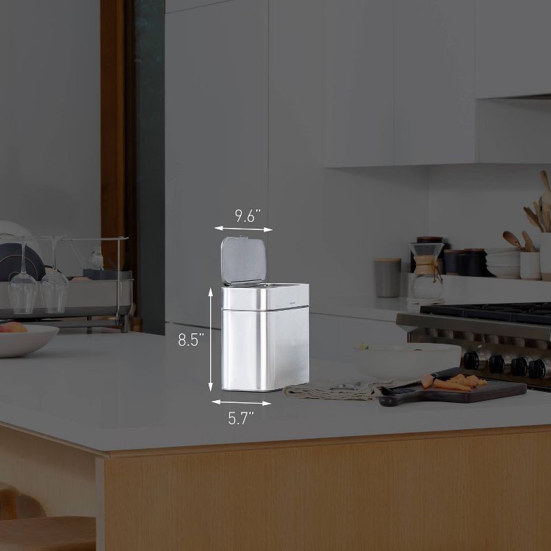 slide 9 of 9, simplehuman 4L Compost Caddy Bin with Magnetic Docking Silver Steel: Indoor Stainless Steel Trash Can, 1.05 Gallon Capacity, 4 liter, 1.05 gal