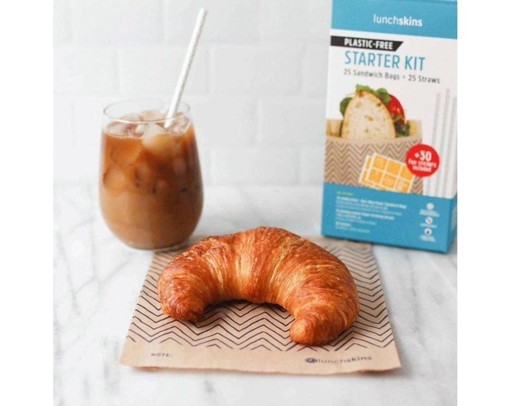 slide 3 of 4, Lunchskins Sandwich Bag and Straw Combo Starter Kit, 5.4 oz, 25 ct