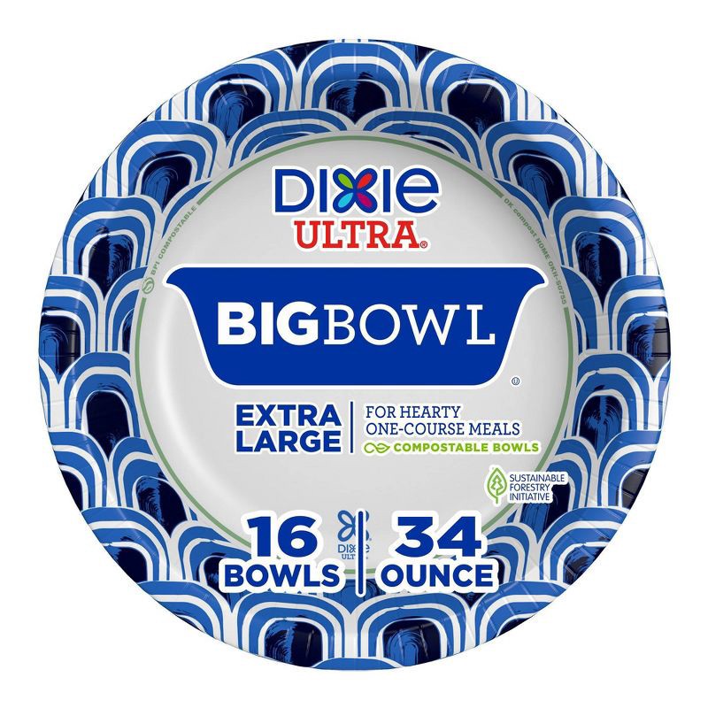 slide 1 of 6, Dixie Ultra Big Bowl - 16ct/34oz, 16 ct, 34 oz