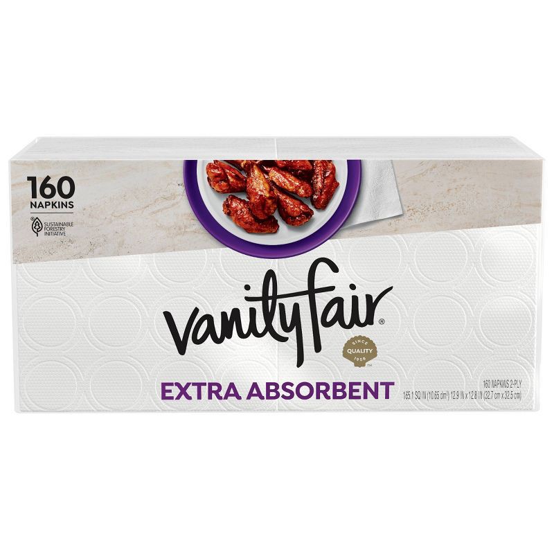 slide 1 of 10, Vanity Fair Extra Absorbent 2-Ply Napkins - 160ct, 160 ct