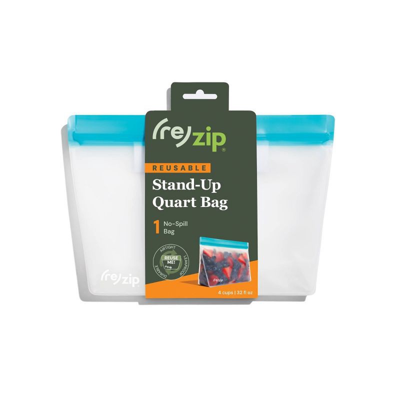 slide 1 of 10, (re)zip Reusable Leakproof Food Storage Stand-Up Quart Bag - 4 Cup (Colors May Vary), 1 ct