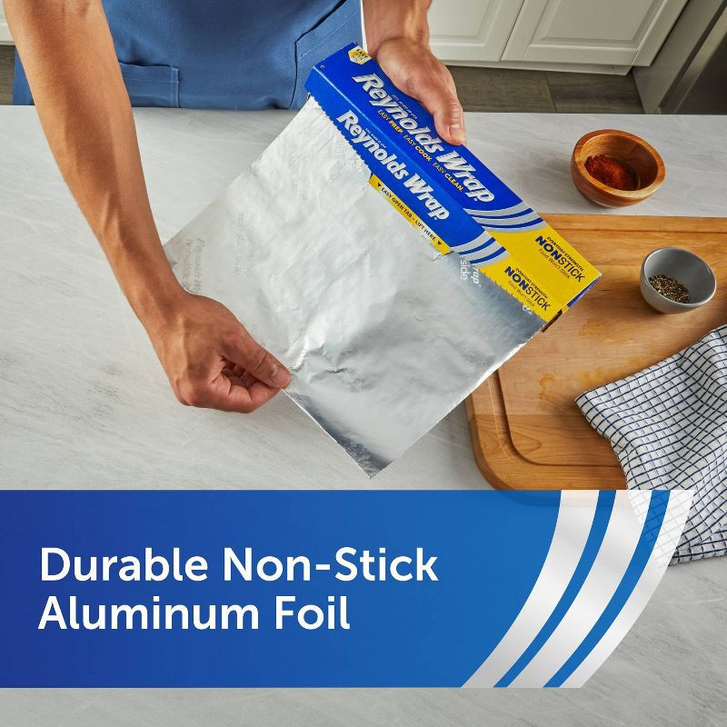 slide 4 of 9, Reynolds Wrap Non-Stick Aluminum Foil - 130 sq ft, 130 sq ft