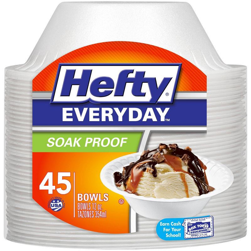 slide 1 of 5, Hefty Foam Disposable Bowl - 45ct/12oz, 45 ct, 12 oz