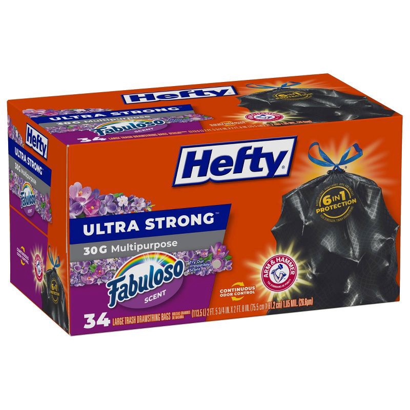 slide 2 of 5, Hefty Ultra Strong Fabuloso 30 Gallon Trash Bags - 34ct, 30 gal, 34 ct