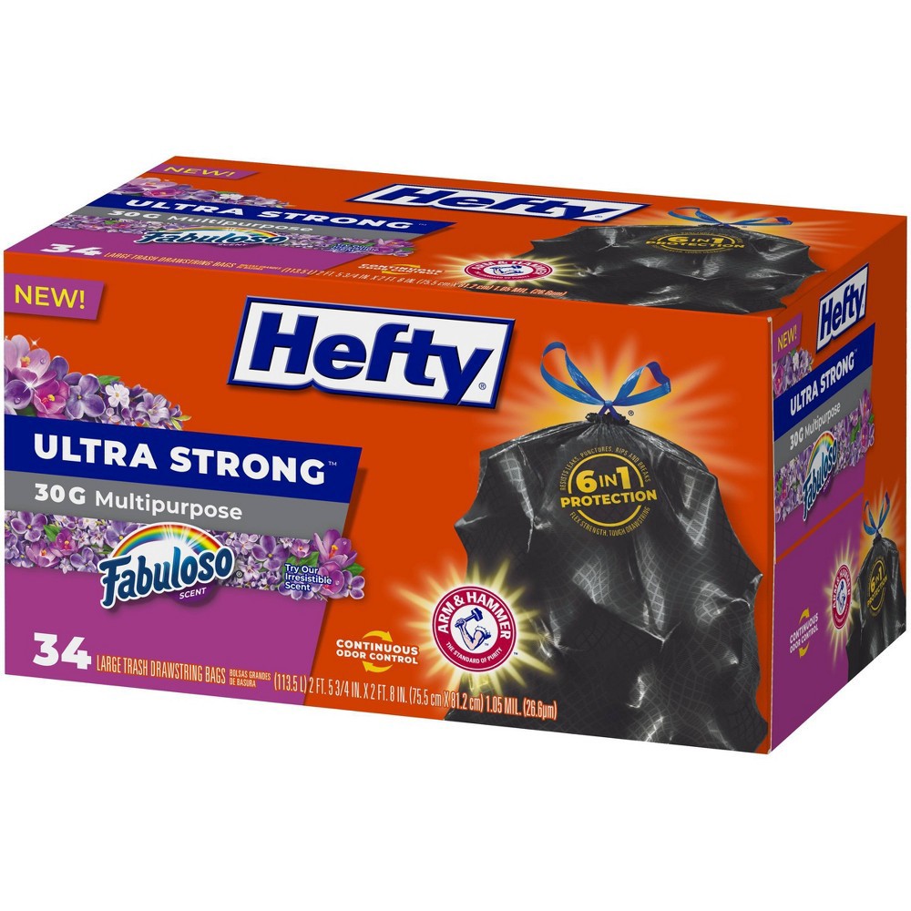 slide 2 of 5, Hefty Ultra Strong Fabuloso 30 Gallon Trash Bags - 34ct, 30 gal, 34 ct