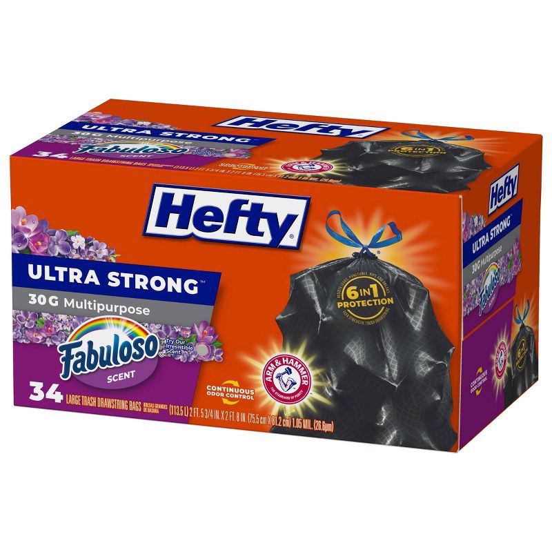 slide 3 of 5, Hefty Ultra Strong Fabuloso 30 Gallon Trash Bags - 34ct, 30 gal, 34 ct