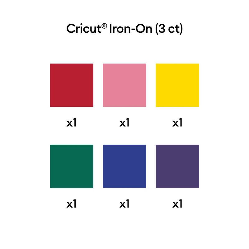 slide 2 of 8, Cricut 6ct 12"x12" Everyday Iron-On Rainbow Sampler: Multicolor HTV Heat Transfer Vinyl for Crafting, 6 ct