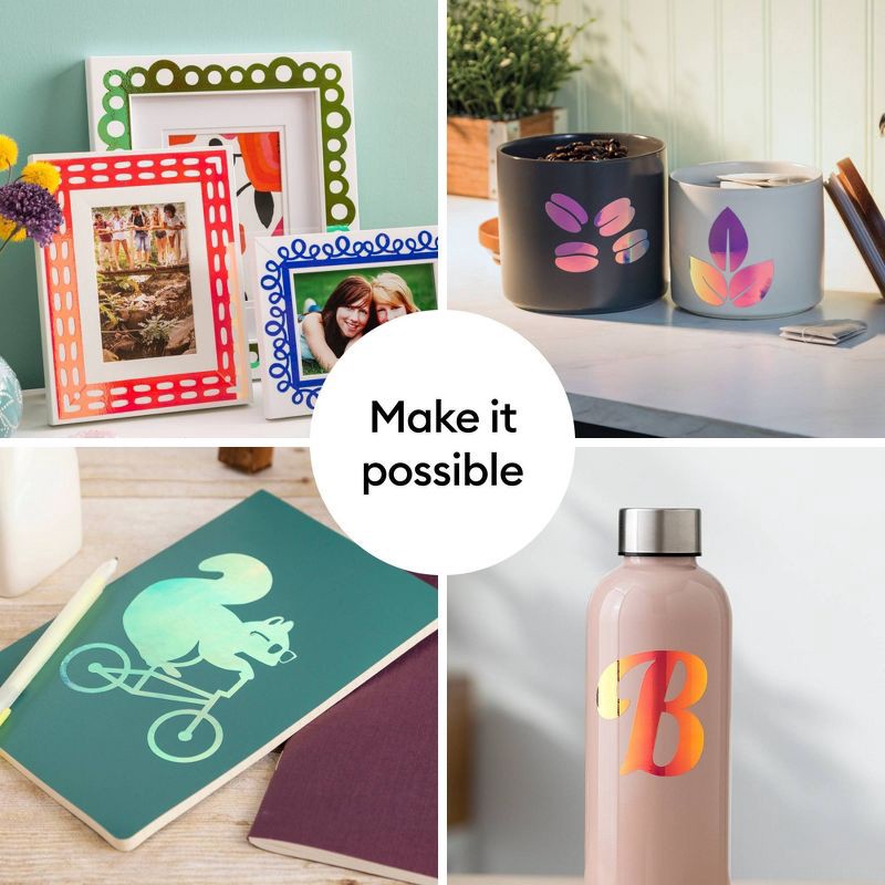 slide 3 of 8, Cricut 4' Vinyl Removable Holographic - Blue: Craft Cutting Material, Compatible with All Cricut Machines, 12"x48", 1 ct