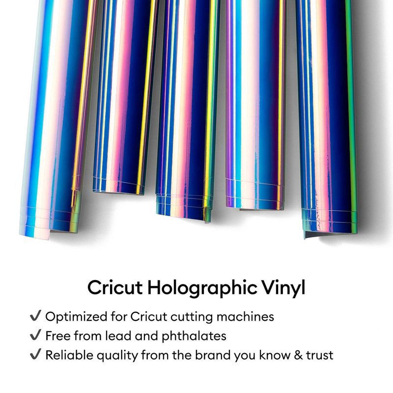 slide 8 of 8, Cricut 4' Vinyl Removable Holographic - Blue: Craft Cutting Material, Compatible with All Cricut Machines, 12"x48", 1 ct