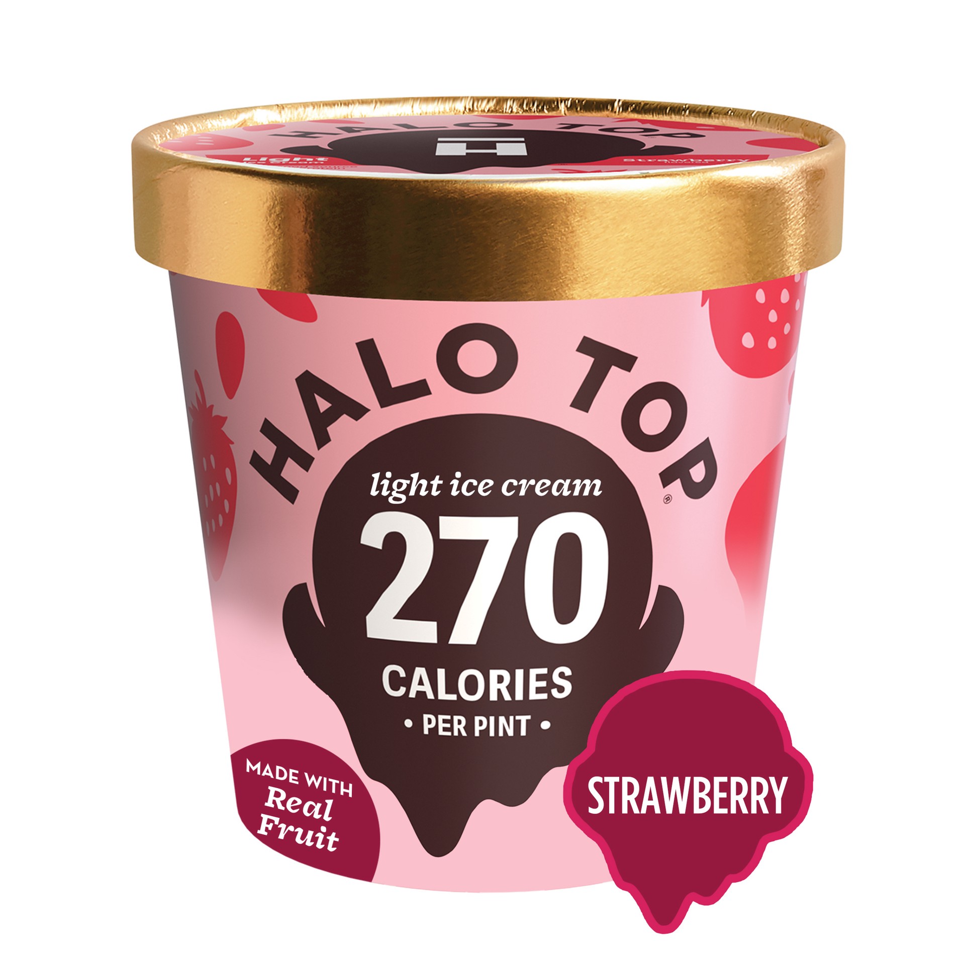 slide 1 of 1, Halo Top Creamery Halo Top Strawberry Light Ice Cream, Fall Frozen Dessert, 16 fl oz Pint, 16 oz