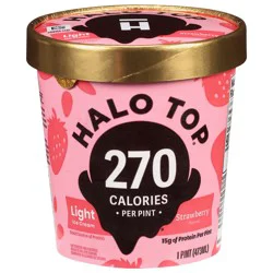 Halo Top Strawberry Light Ice Cream, 16 fl oz Pint