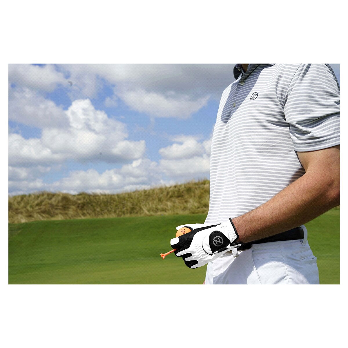 slide 3 of 3, Zero Friction Men's Compression-Fit Left Hand Synthetic Golf Glove, White, Universal Fit One Size, One Size